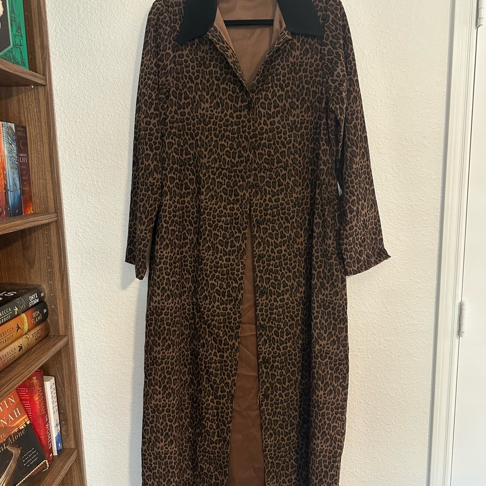 Vintage MATCH Made in‎ USA Cheetah Print Maxi Dress Jacket Retro Glam Rocker 14